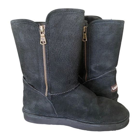 LAMO Womens Boots Size 9 Black Suede Double Side Zipper - Picture 3 of 10